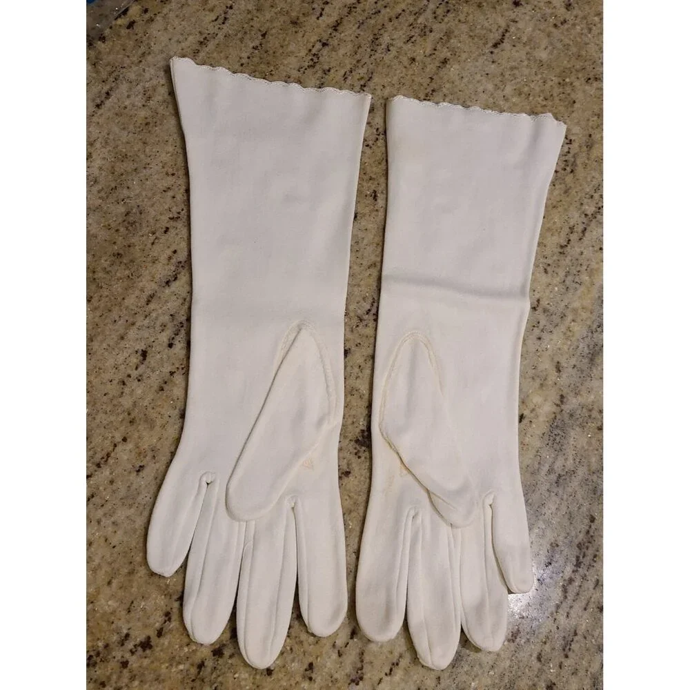 Vintage Women Size M 7 White Cotton Formal 12.5